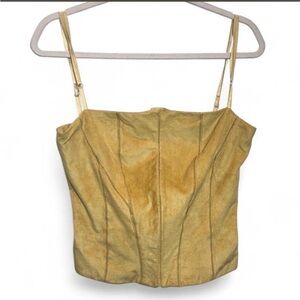Vintage Dolce & Gabbana Gold Suede Camisole with Adjustable Straps